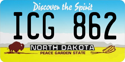 ND license plate ICG862