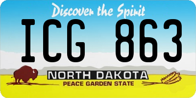 ND license plate ICG863