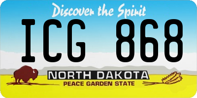 ND license plate ICG868