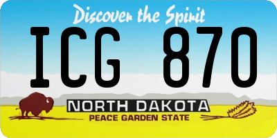 ND license plate ICG870