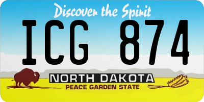 ND license plate ICG874