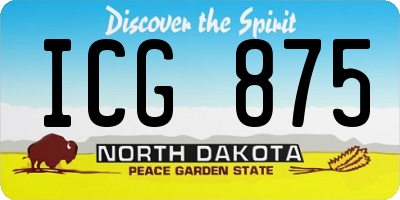 ND license plate ICG875