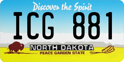 ND license plate ICG881