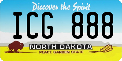 ND license plate ICG888