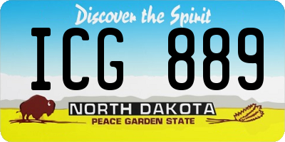 ND license plate ICG889
