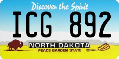 ND license plate ICG892