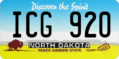 ND license plate ICG920