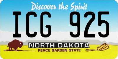 ND license plate ICG925