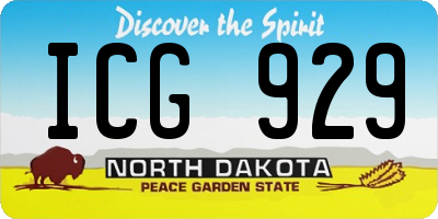 ND license plate ICG929