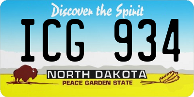 ND license plate ICG934