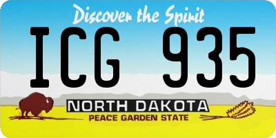 ND license plate ICG935