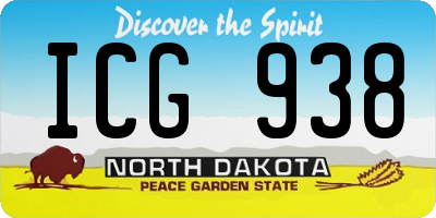 ND license plate ICG938