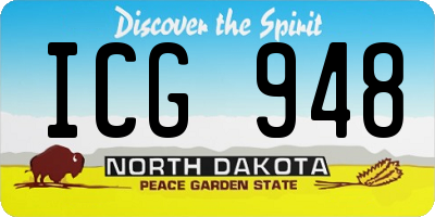 ND license plate ICG948