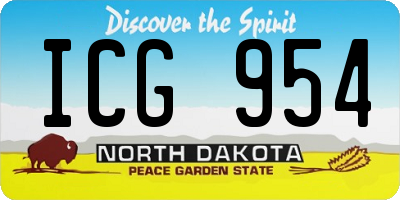 ND license plate ICG954