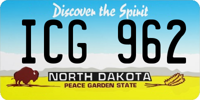 ND license plate ICG962