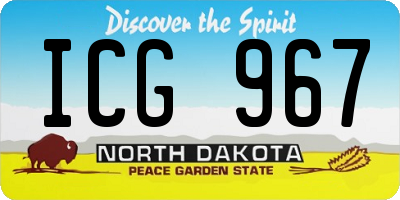 ND license plate ICG967