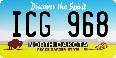 ND license plate ICG968