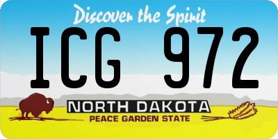 ND license plate ICG972
