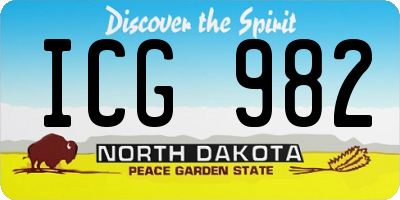 ND license plate ICG982