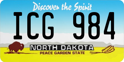 ND license plate ICG984