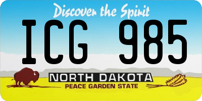ND license plate ICG985