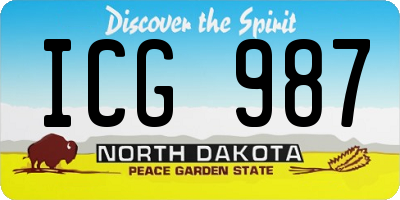 ND license plate ICG987