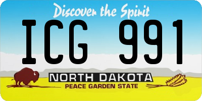 ND license plate ICG991