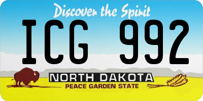 ND license plate ICG992