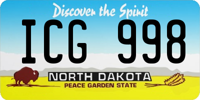 ND license plate ICG998