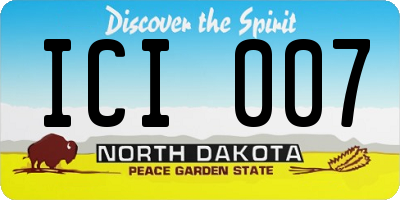 ND license plate ICI007