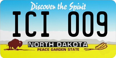 ND license plate ICI009