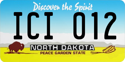 ND license plate ICI012