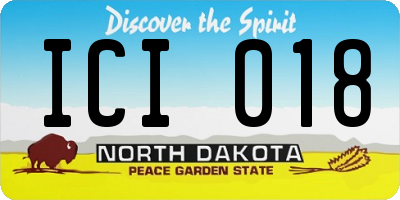 ND license plate ICI018