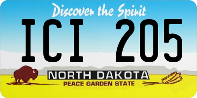 ND license plate ICI205