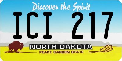ND license plate ICI217