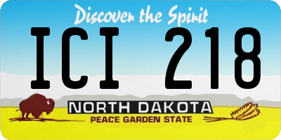 ND license plate ICI218