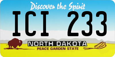ND license plate ICI233