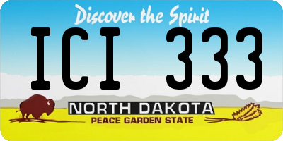 ND license plate ICI333