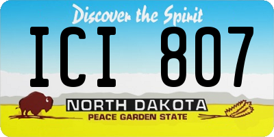 ND license plate ICI807