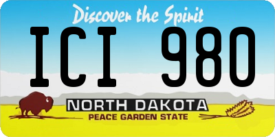 ND license plate ICI980