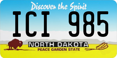 ND license plate ICI985