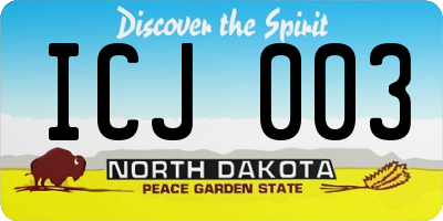 ND license plate ICJ003