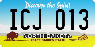ND license plate ICJ013