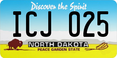 ND license plate ICJ025