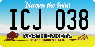 ND license plate ICJ038