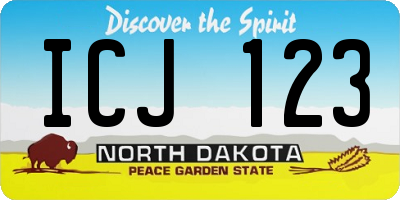 ND license plate ICJ123