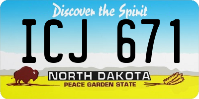 ND license plate ICJ671