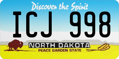 ND license plate ICJ998