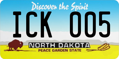 ND license plate ICK005