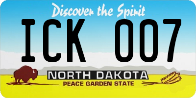ND license plate ICK007